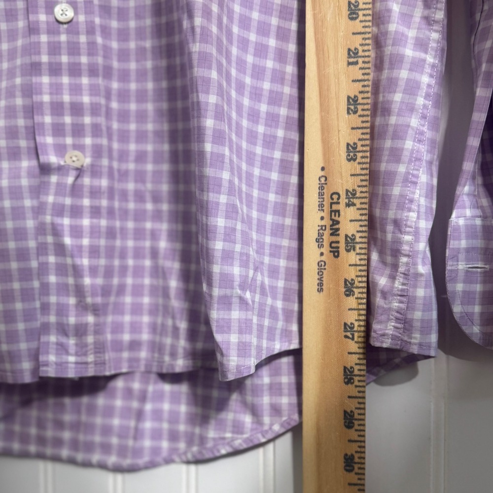 LEDBURY Slim Fit‎ Shirt 17 Purple Gingham Check Spread Collar Luxury Shirting - Picture 6 of 7